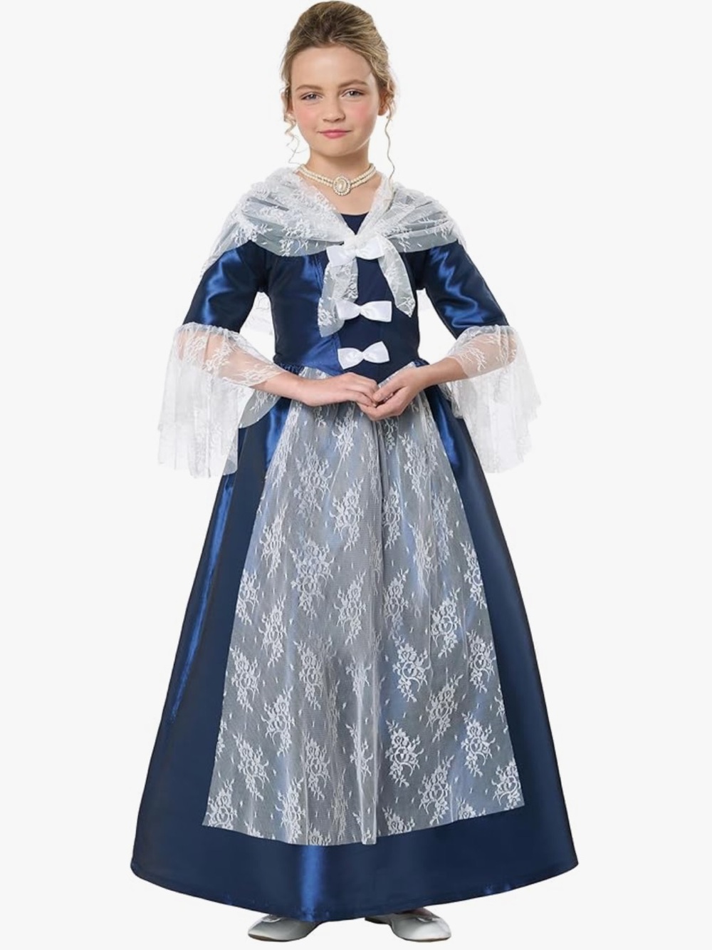 Colonial Victorian Historical Period Lace-Trim Costume